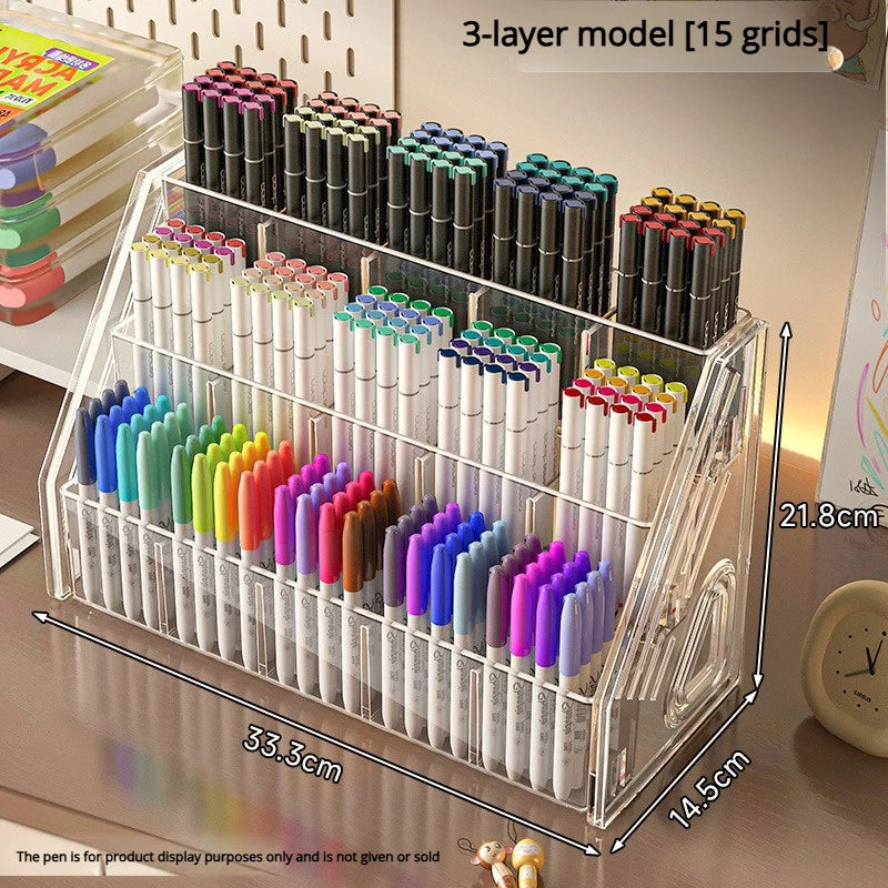 Acrylic Multi-Layer Desk Divider and Pencil Organizer