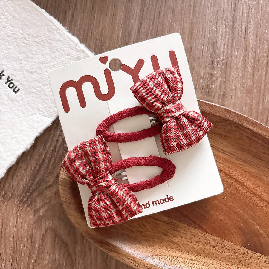 2026 New Year Cute Red Bow Hairpins Children Girls Kid Hair Clips Pin Barrettes Accessories Hairclip Headwear Headdress Ornament