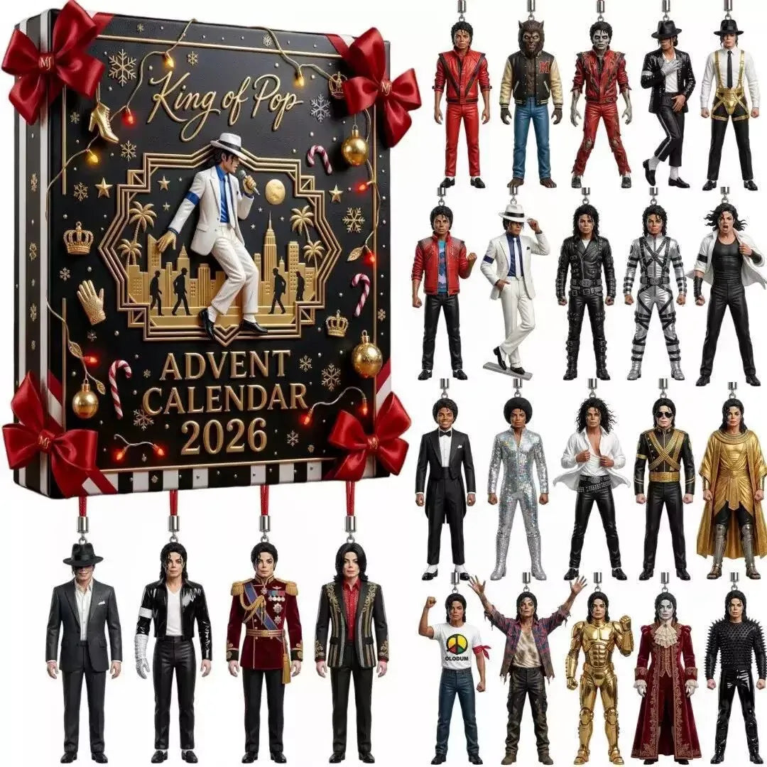 2026 Michael Jackson Christmas Advent Calendar Classic Stage 2D Acrylic Hanging Figurine Xmas Tree Decor Gift for Music Fans S