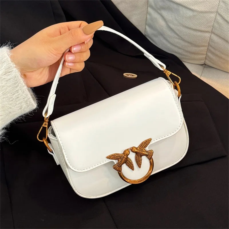 High-end Crossbody Handbag Leather Tote Bags Trendy Design Commuter Popular Classic Elegant Fashionable Bag with Avian Button