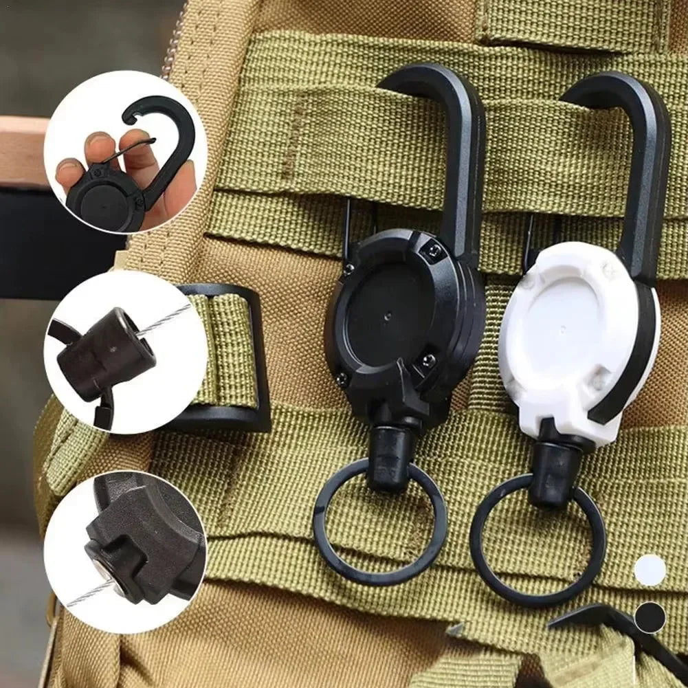 Outdoor Retractable Wire Rope Retractable Keychain Reel Retractable Key Chain With Steel Cable Key Ring Retractable Tool