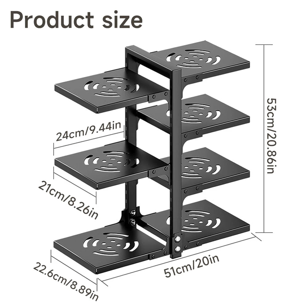 Organizador de ollas ajustable, estante de almacenamiento de acero al carbono para cocina, organizador de ollas y sartenes multicapa para el hogar