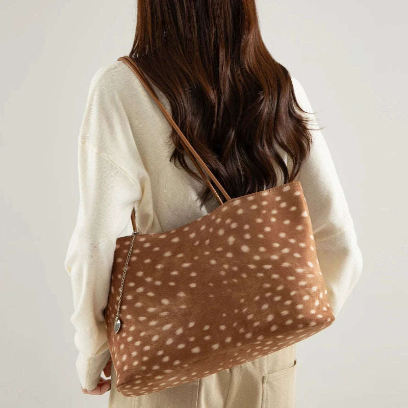 Vintage Faux Suede Big Bags For Women Luxury Designer Handbag Purses 2026 New In Double Straps Underarm Shoulder