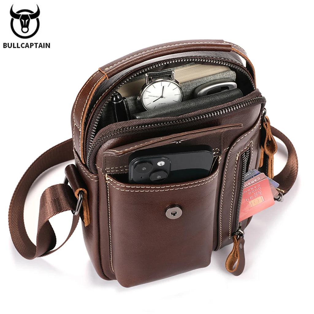 BULLCAPTAIN Genuine Leather Messenger Bag