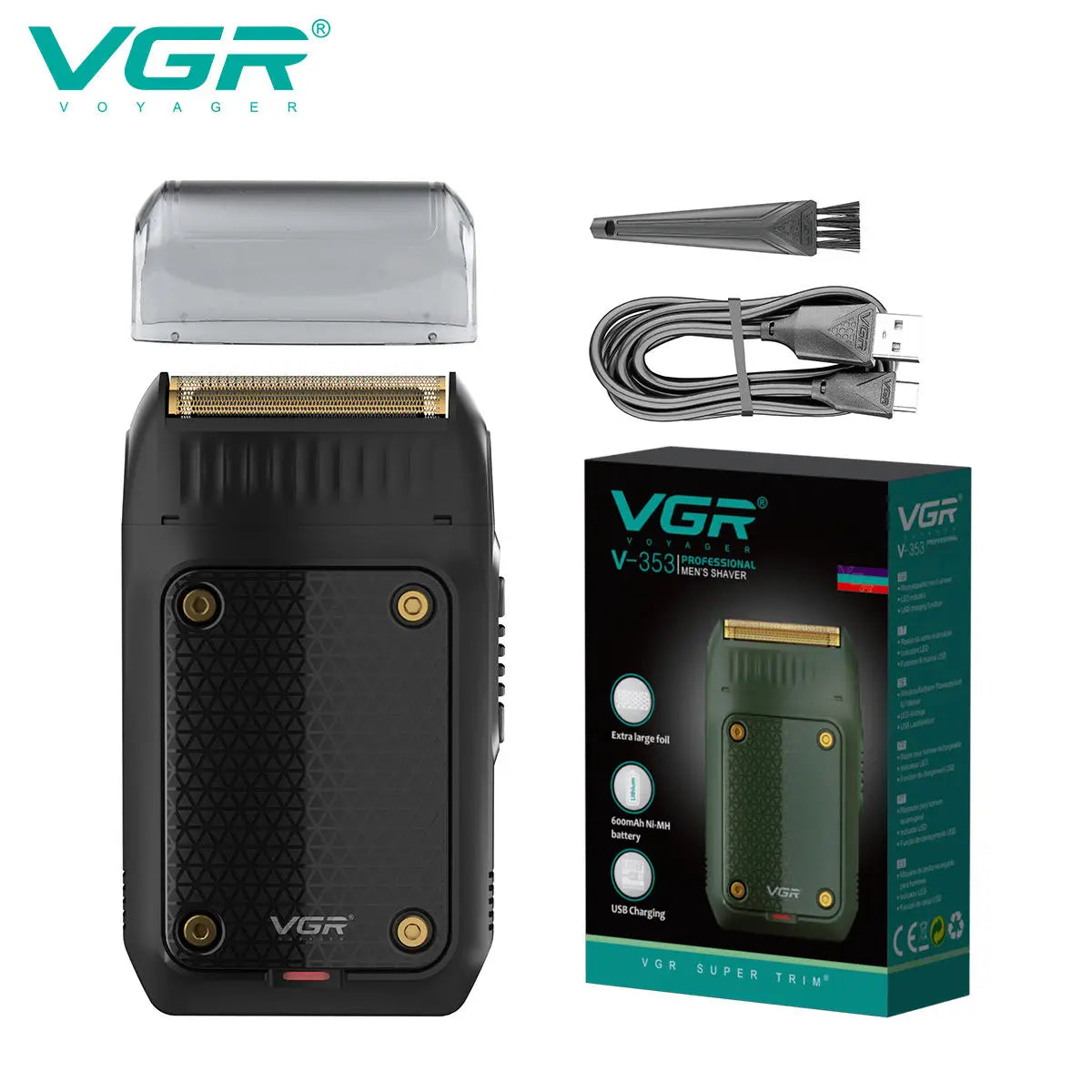 VGR 353 Elektrischer Folienrasierer mit einer Scherfolie für Herren, wiederaufladbar und tragbar