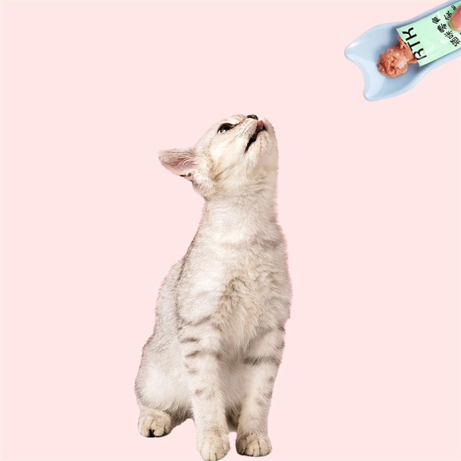 Haustierbedarf Katzenstreifen-Quetschlöffel Katzenstreifen-Futterspender für leckable Nassfutter-Snacks Flüssig-Snacks-Fütterwerkzeug Katzenfutterspender