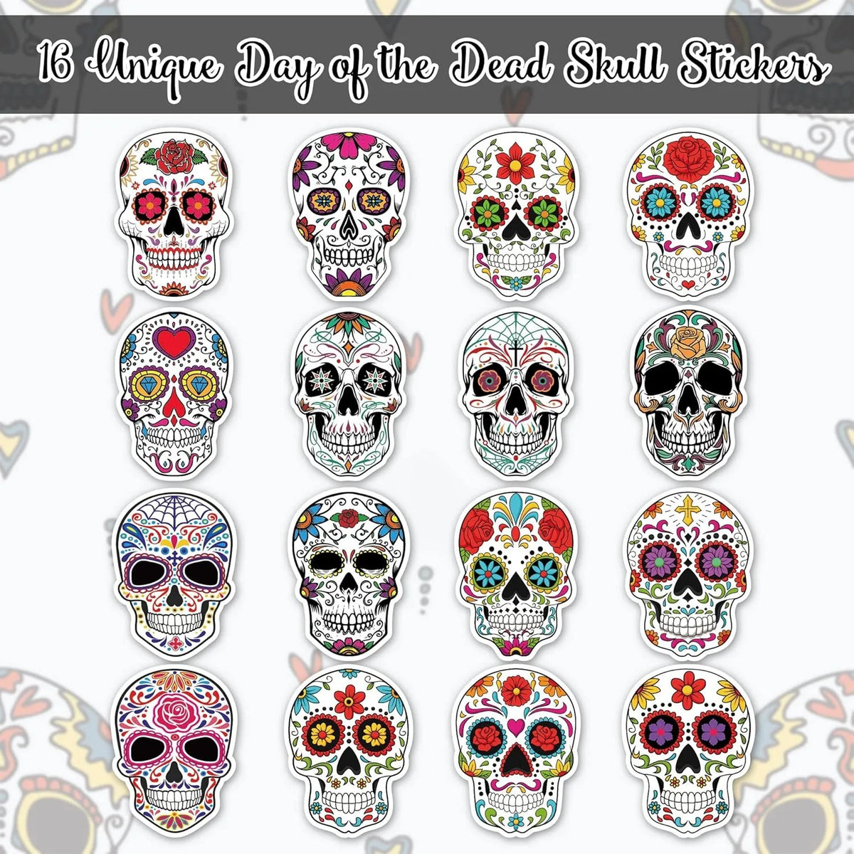 500 Stk. Totenkopf-Aufkleber Halloween Süßigkeiten Totenkopf-Aufkleber Dia de los Muertos Mexiko Tag der Toten Aufkleber für Halloween Party Geschenk