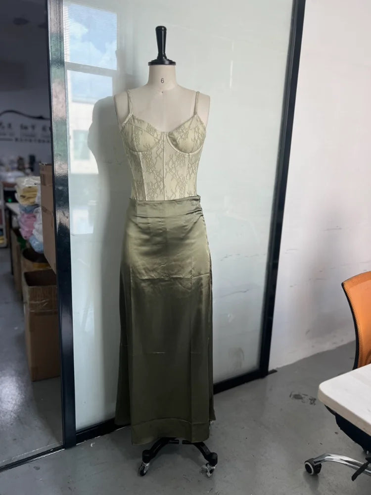 Top con lacci e gonna lunga da donna, acquistabili in set o separatamente