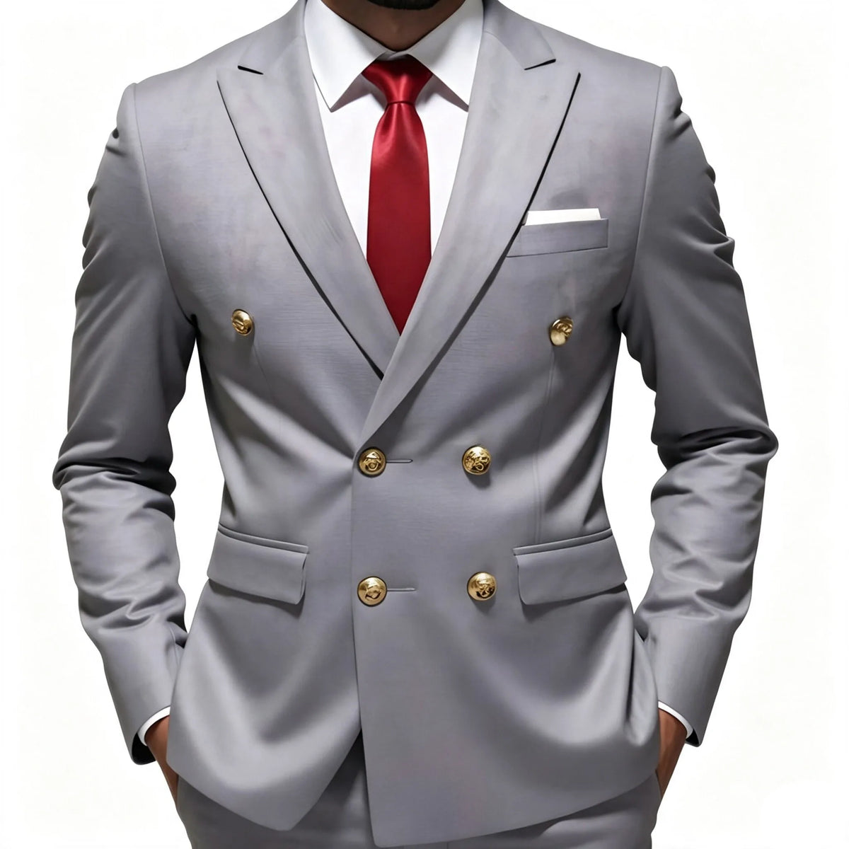 Business Men Suit Double Breasted Coat Jacket Blazer Tuxedos Tailored Peak Lapel Only Jacket