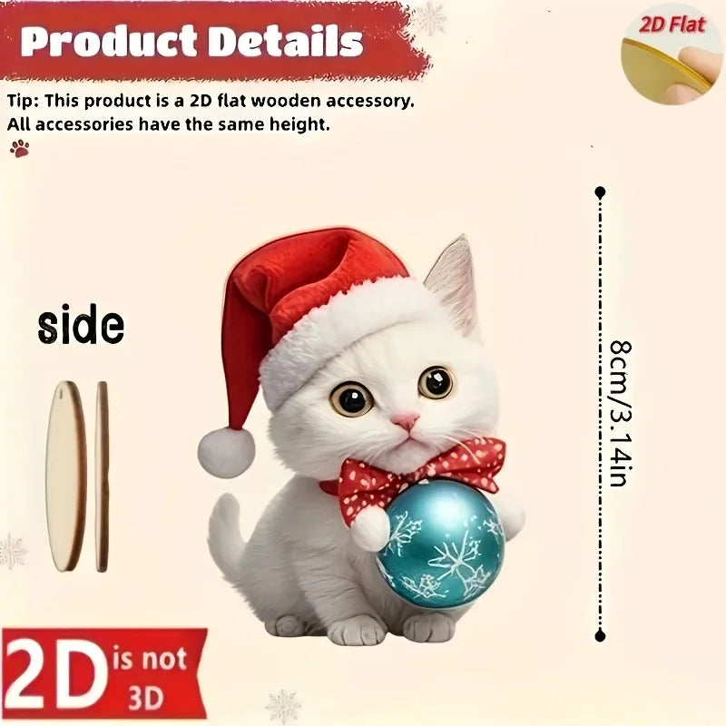 Cat Christmas Ornaments, Set of 12