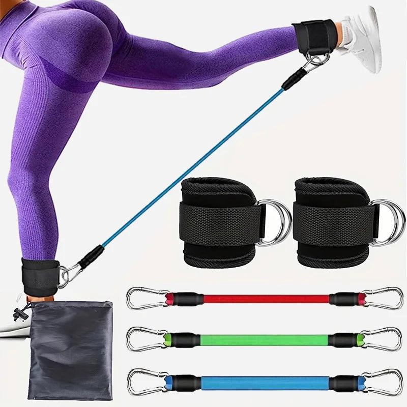Resistance Band Set with Ankle Straps for Home Workouts