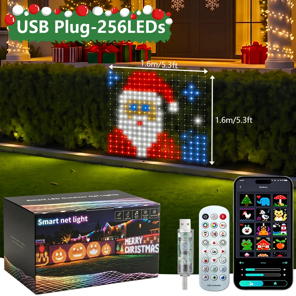 32×5FT 1536 LED Smart Christmas Net Lights,Outdoor Mesh Lights for Bushes Patio Decor,Color Changing DIY Mode Timer Waterproof