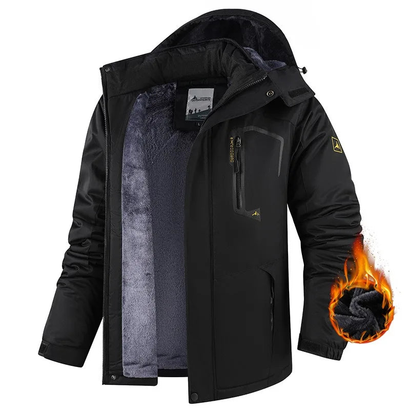 Men's Winter Parka Windbreak Thicken FleeceHooded Male Military Anorak Jackets Warm Windproof Fur Fashion Jacket Coats