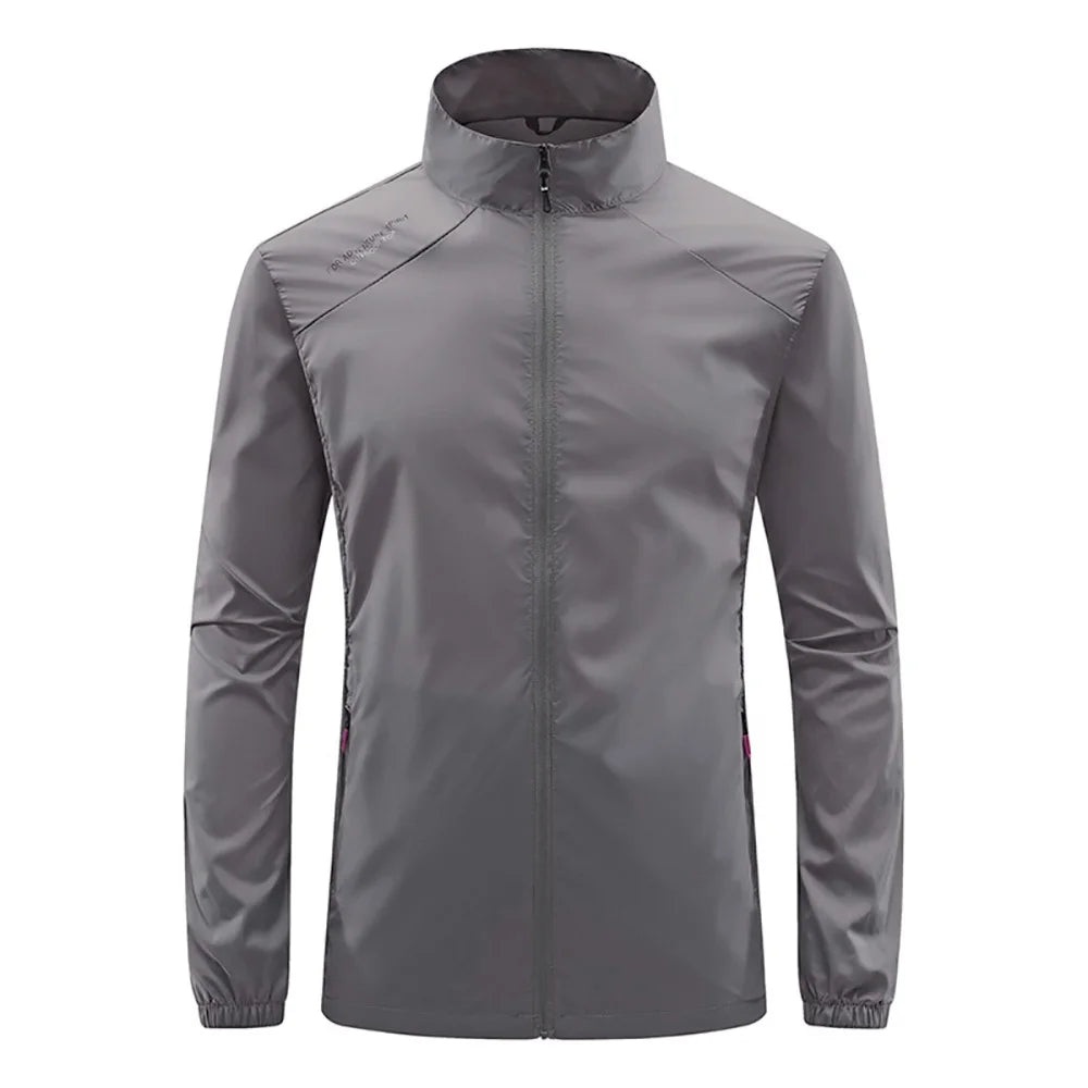 Summer New Men's Sun Protection Skin Coat Lightweight Breathable Ice Silk Stand Collar Sunscreen Jacket Outdoor Camping  Jakcet