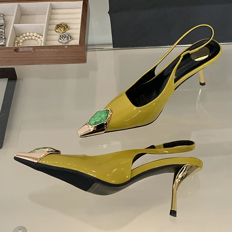 Décolleté donna Liyke slingback lucide con decoro