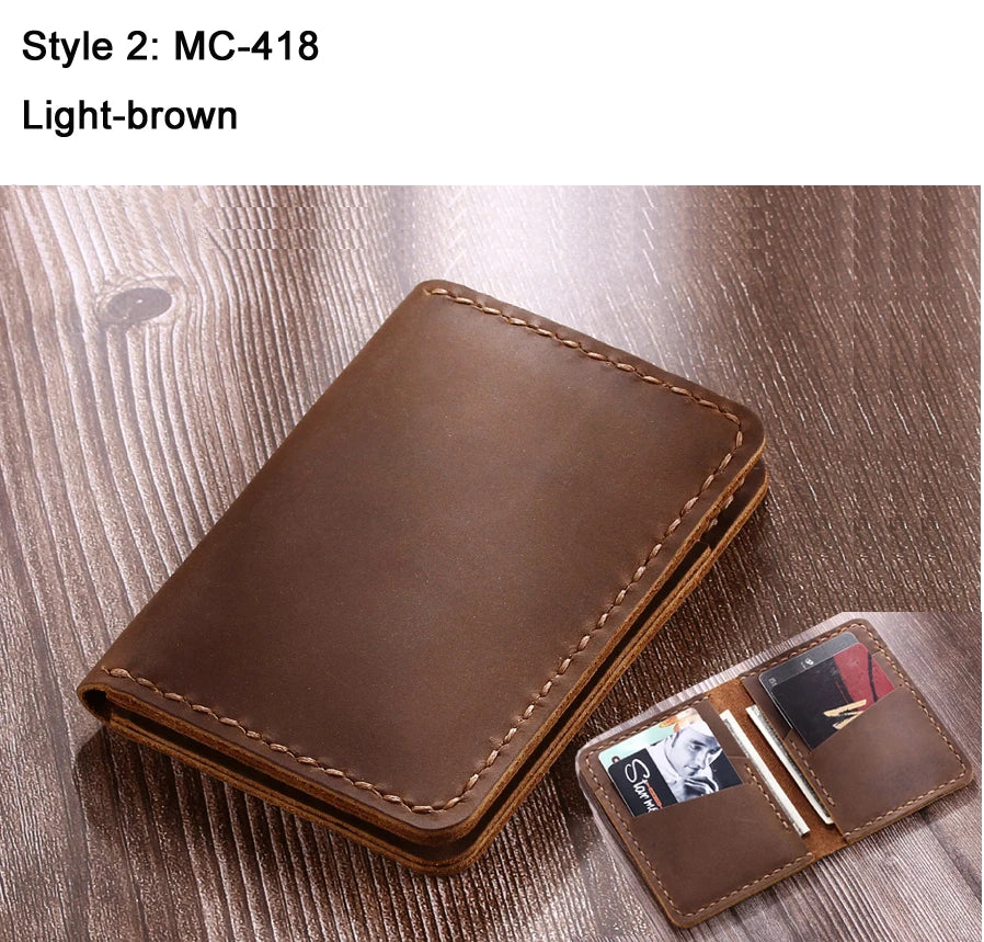 Luxury Handmade Crazy Horse Genuine Leather Card Holder Men Card ID Holders Women Business Card Wallet Card Case Purse Bag Gift