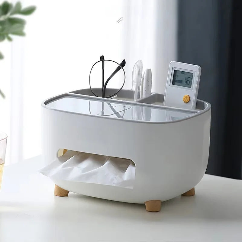 New Tissue Box and Napkin Holder, Remote Control Storage, Desk Organizer, Office Multifunctional Storage Container for Household Items, Home Gift