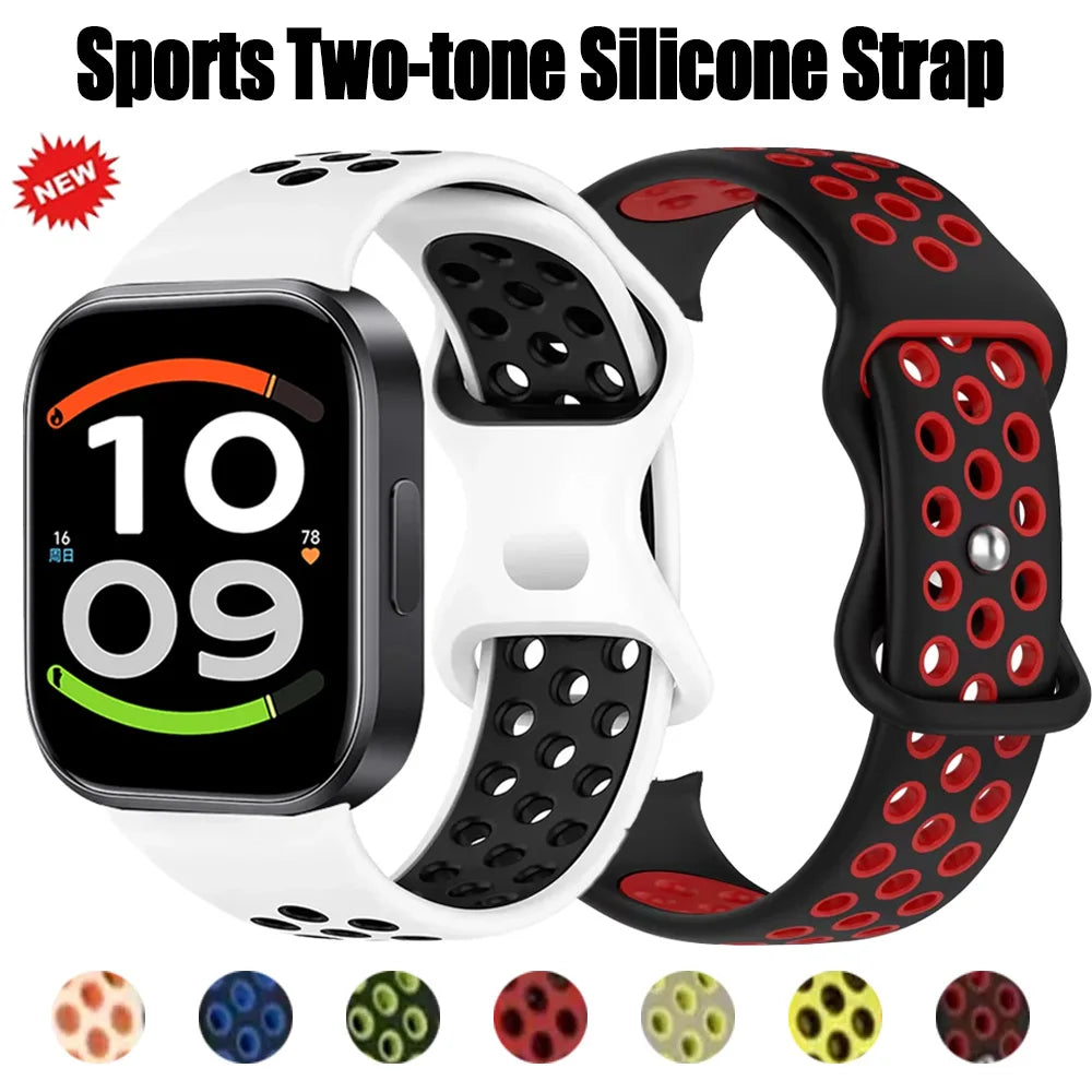 Two-tone Silicone Strap For Redmi Watch 6 Active/6 Lite Watch 6 5 4 Breathable Wristband For Xiaomi Mi Band 10 9 8 Pro Accessory