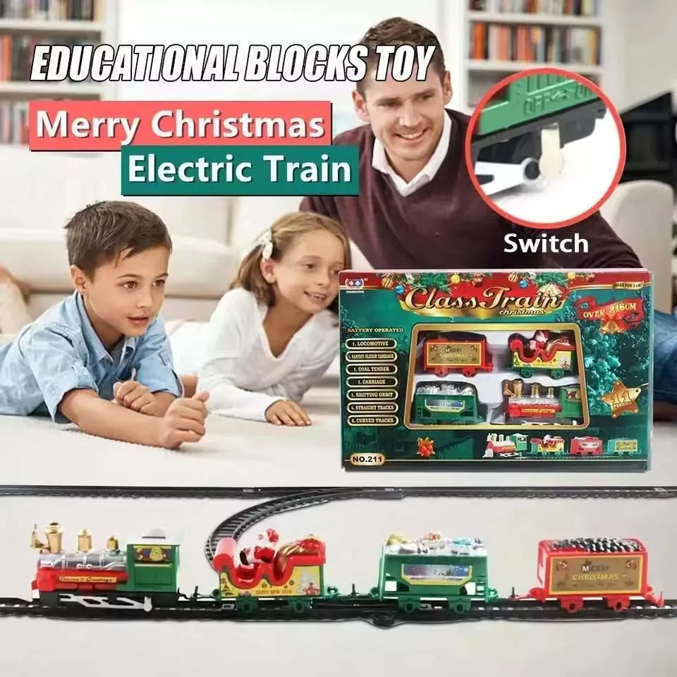 Train de Noël électrique, décoration pour sapin de Noël, circuit ferroviaire avec sons et lumières, train jouet, cadeau de Noël