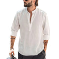 Men's Casual Blouse Cotton Linen Shirt Loose Tops Long Sleeve Tee Shirt Spring Autumn Casual Handsome Men's Shirts