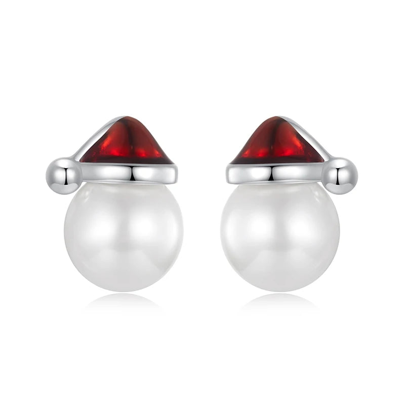 Christmas hat motif hoop earrings