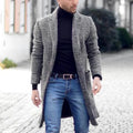 Casual Coats Striped Jackets Man Turndown Collar Top Wool Coats And Long Sleeve Lined Clothes Men's Clothing  For Winter