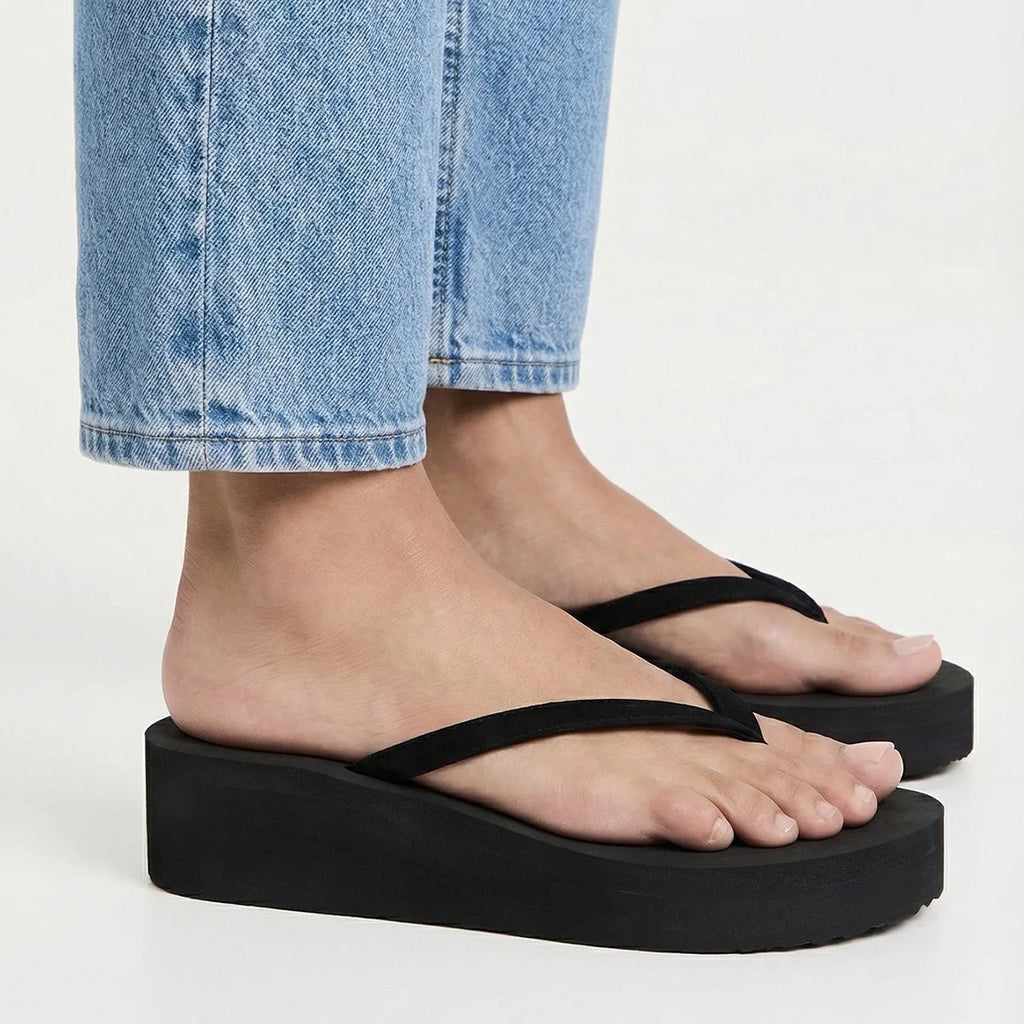 Damen-Sommerschlappen, Keilsandalen, Pantoletten für Strand und Zuhause, Flip-Flops für Damen, Memory-Foam-Schlappen, Damenschuhe