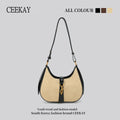 2026 New CEEKAY Suede Splice Hobo Bag, Crescent Shoulder Bag with Metal Hook Decor, Casual Underarm Bag for Women Handbags