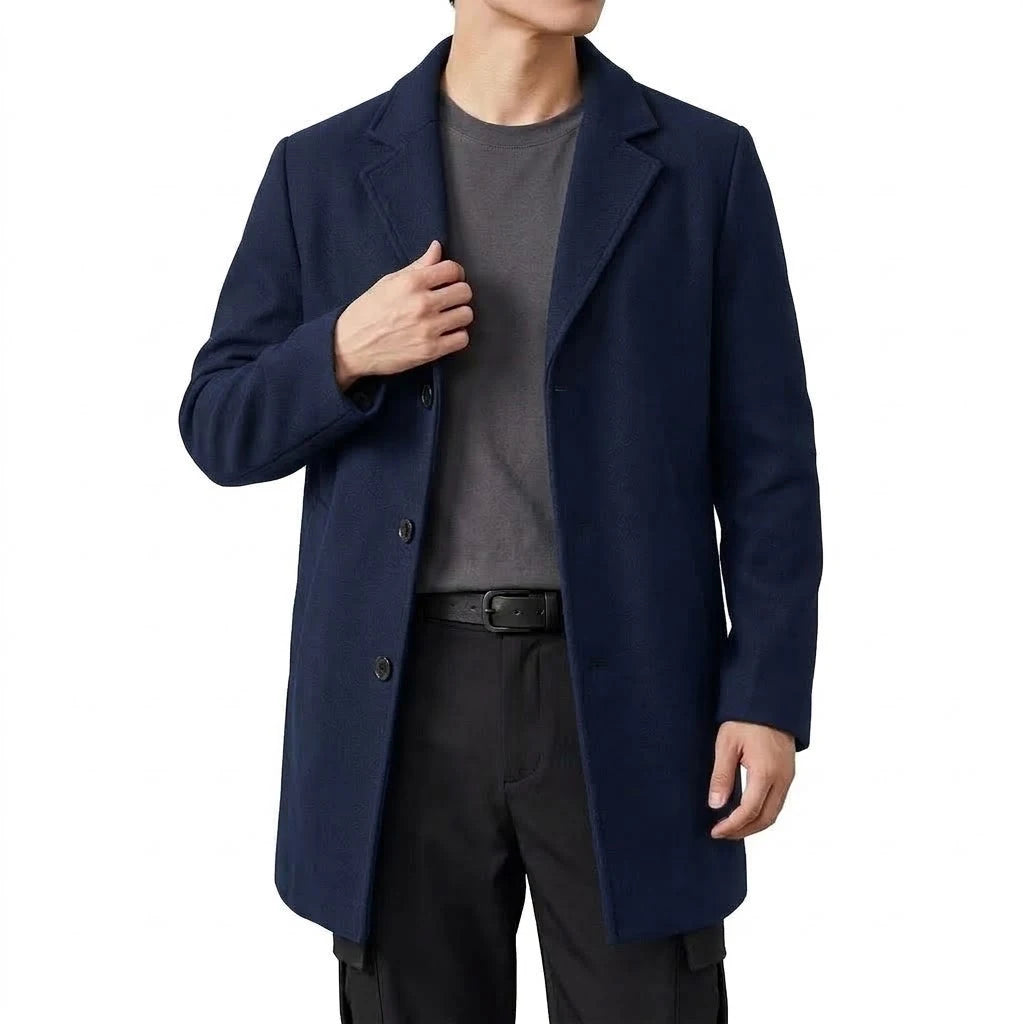 Autumn Men's Classic Overcoat Slim Fit Lapel Winter Trench Coat Elegant Business Casual Single Breasted Long Coat Windbreaker
