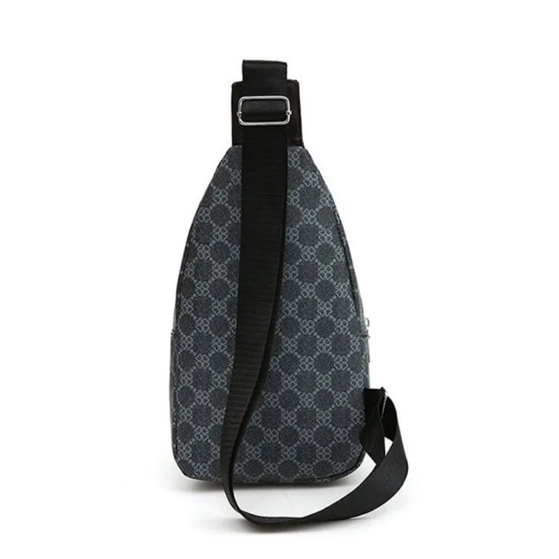 Men’s PU Crossbody Chest Bag with Earphone Opening