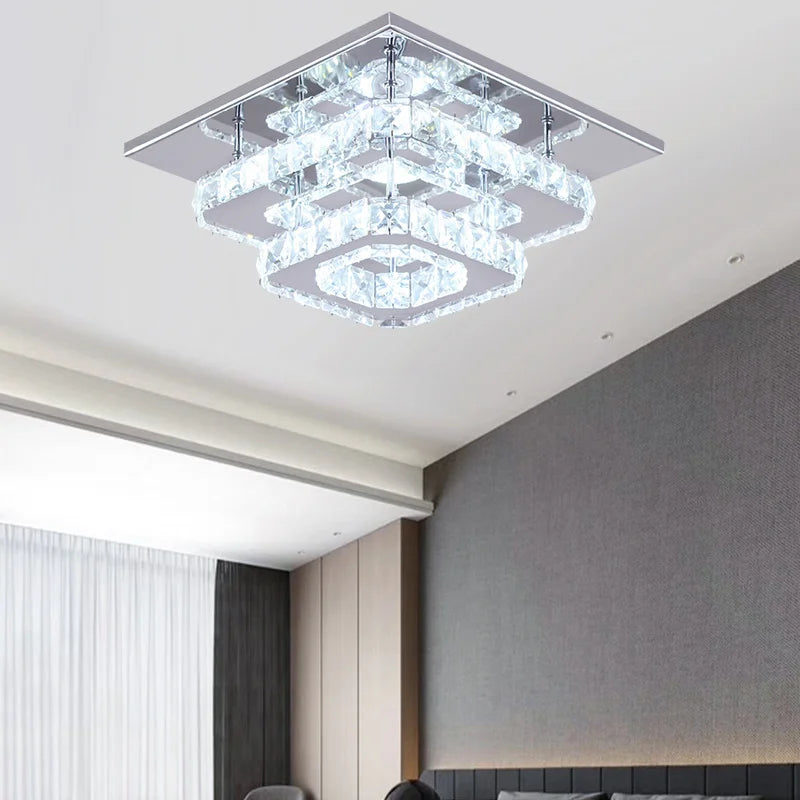 Plafonnier LED Voltsify 36W Lustre en cristal Lampe suspendue, blanc froid