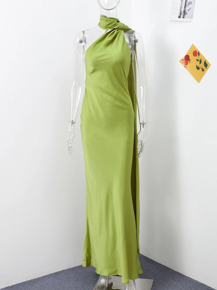 Abito lungo donna con scollo halter e schiena scoperta — immagine 4