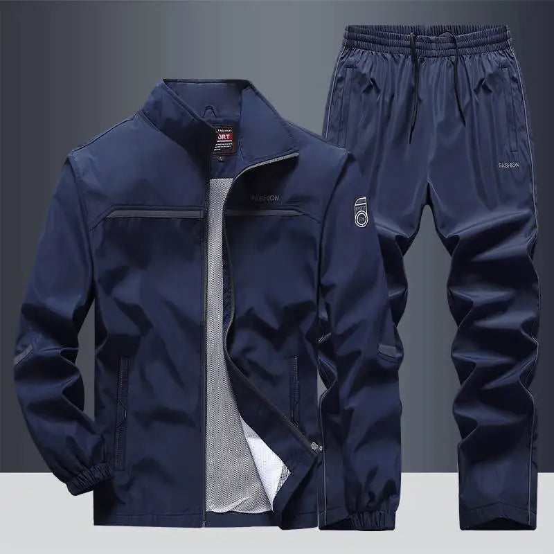 Completo sportivo uomo con giacca zip e pantaloni