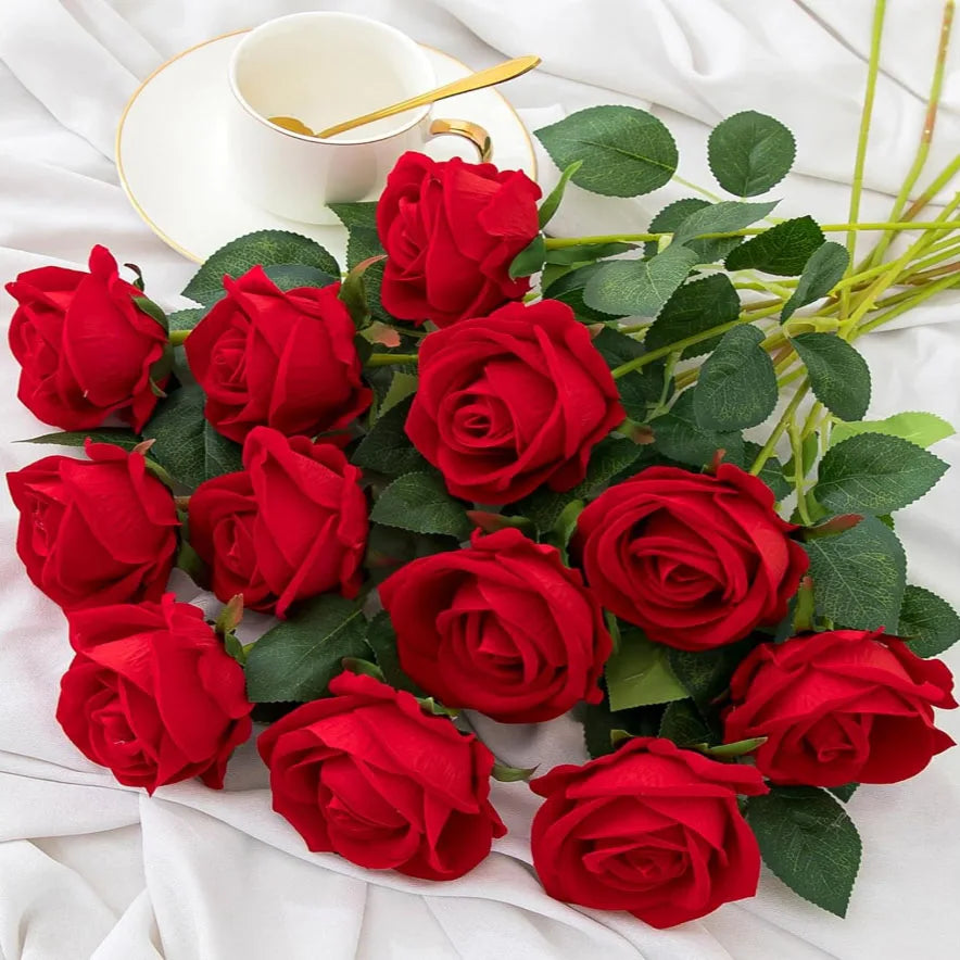 1/5/10/20 Artificial Roses Flowers Rose Branches Artificial Red Roses Realistic Fake Roses Wedding Birthday Home Decoration