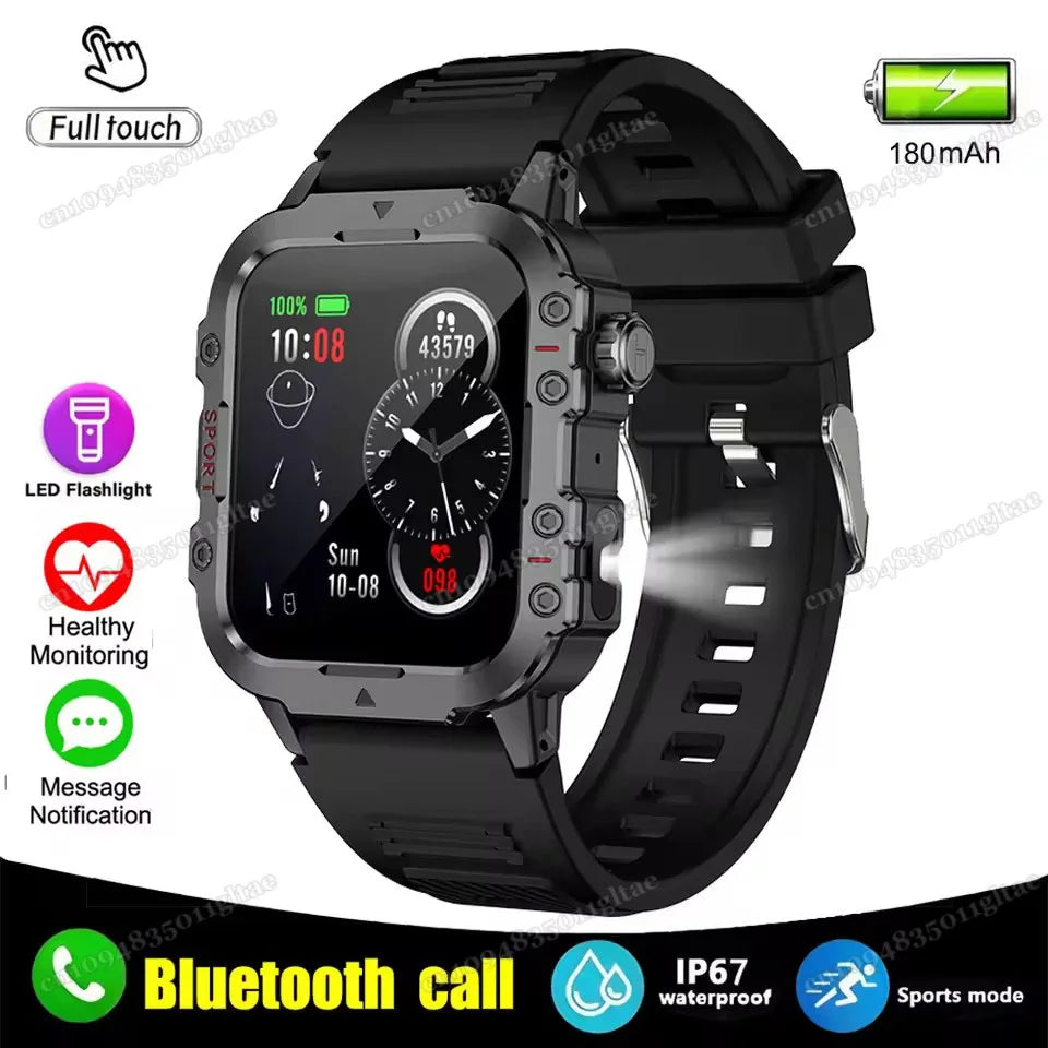 2026 New Military-grade Smart Watch Men GPS Flashlight 3ATM Waterproof Watch Bluetooth Call 100+Sport Outdoor Smartwatch Pk HT30