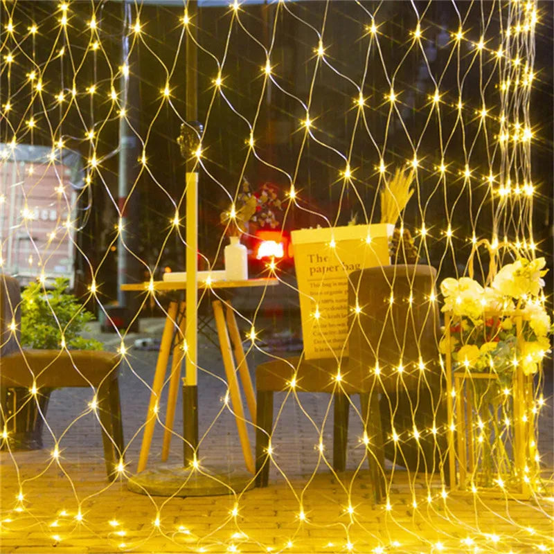 3mx2m 2mx2m 1.5X1.5m Christmas Garlands LED String Christmas Net Lights Fairy Xmas Party Garden Wedding Decoration Curtain Light