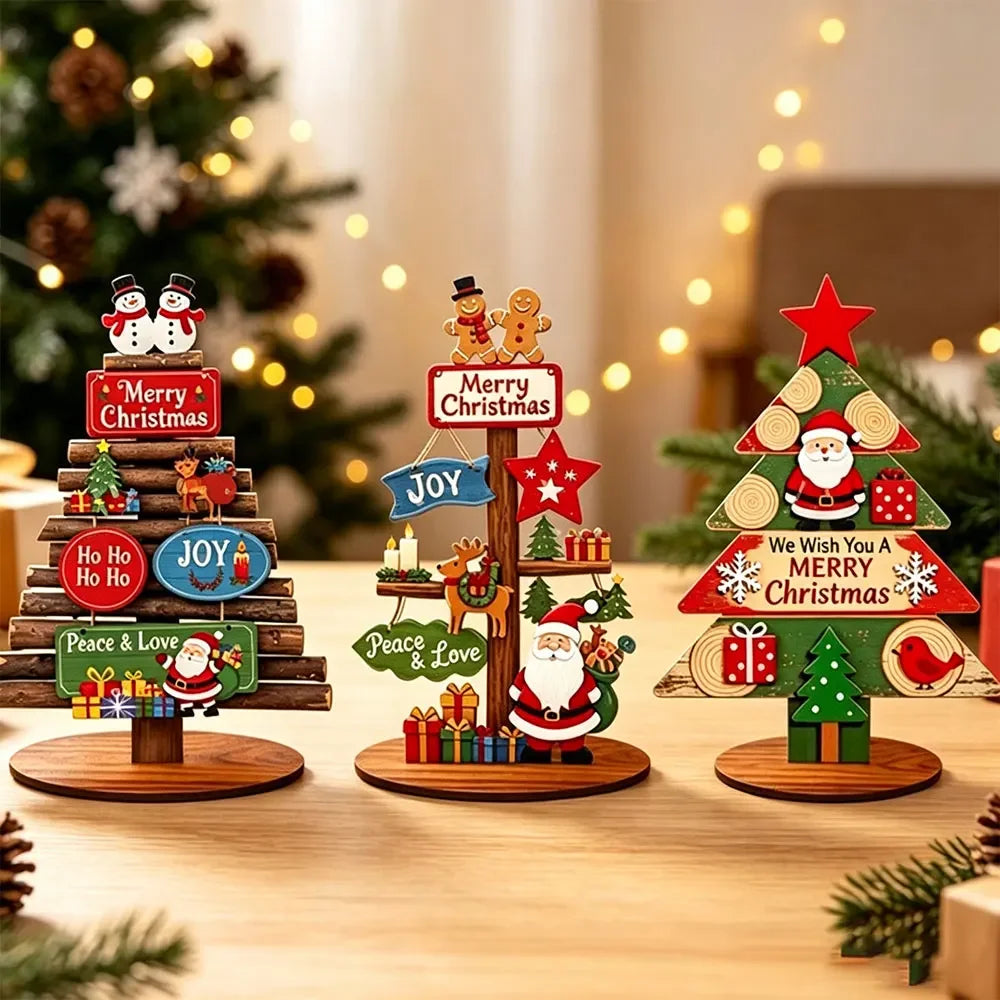Runt 1pc Mini Wooden Christmas Tree,Merry Christmas Decor for Home,Xmas Gifts ,Navidad 2026 ,New Year Table Decor