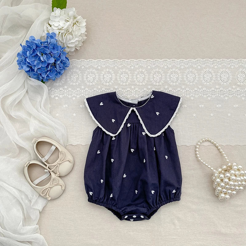 2026 New Summer Newborn Infant Baby Girl Jumpsuit 0-24M Baby Girl Clothing Sleeveless Cotton Heart Print Baby Girl Rompers