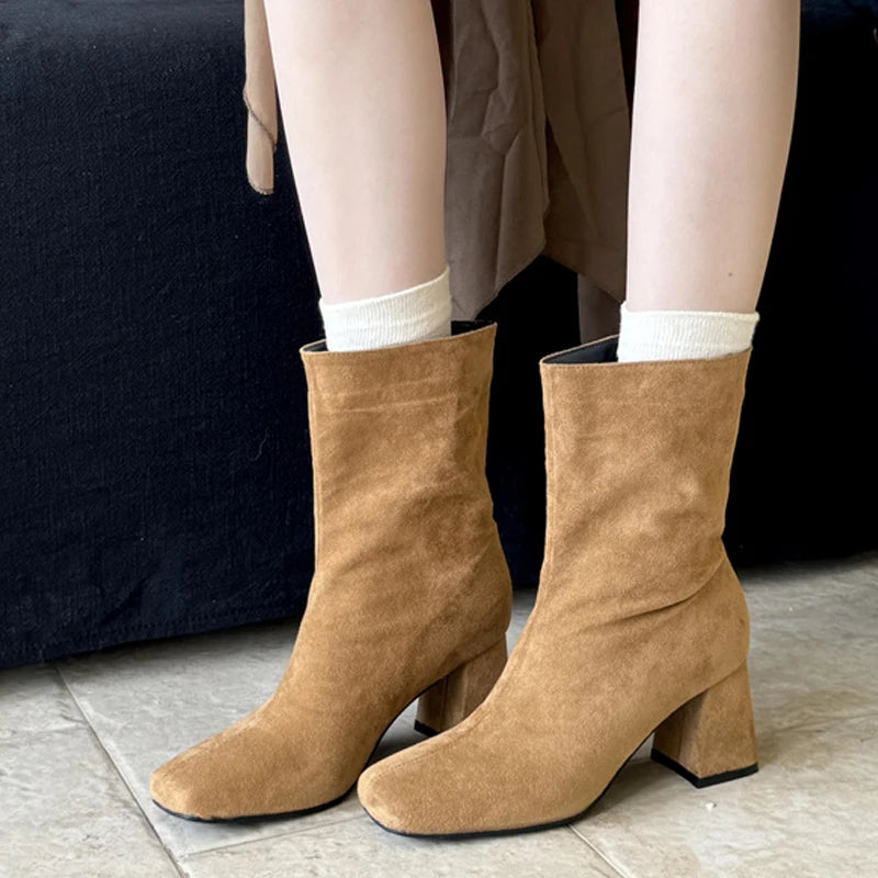 Stivaletti donna Liyke effetto suede a punta quadrata