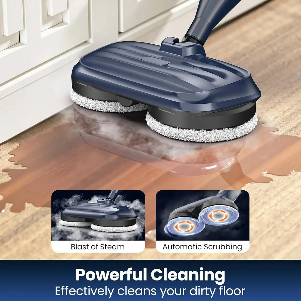 VM6 Steam Mop Cleaner 1300W Power High Temperature with Rotating Mop Pad 10 in 1 Lightweight for Home Kitchen Vacuum Steam Clean