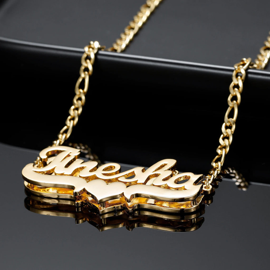 Customized Double Name Necklace Personalized Hip Hop Letter Necklace Stainless Steel Names Chain For Women Gothic Jewelry Gift
