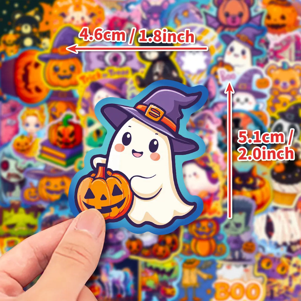 50 pegatinas de grafiti de Halloween: diseños de calabaza, murciélago y castillo para decoración de equipaje DIY (Tienda Anime Worlds)