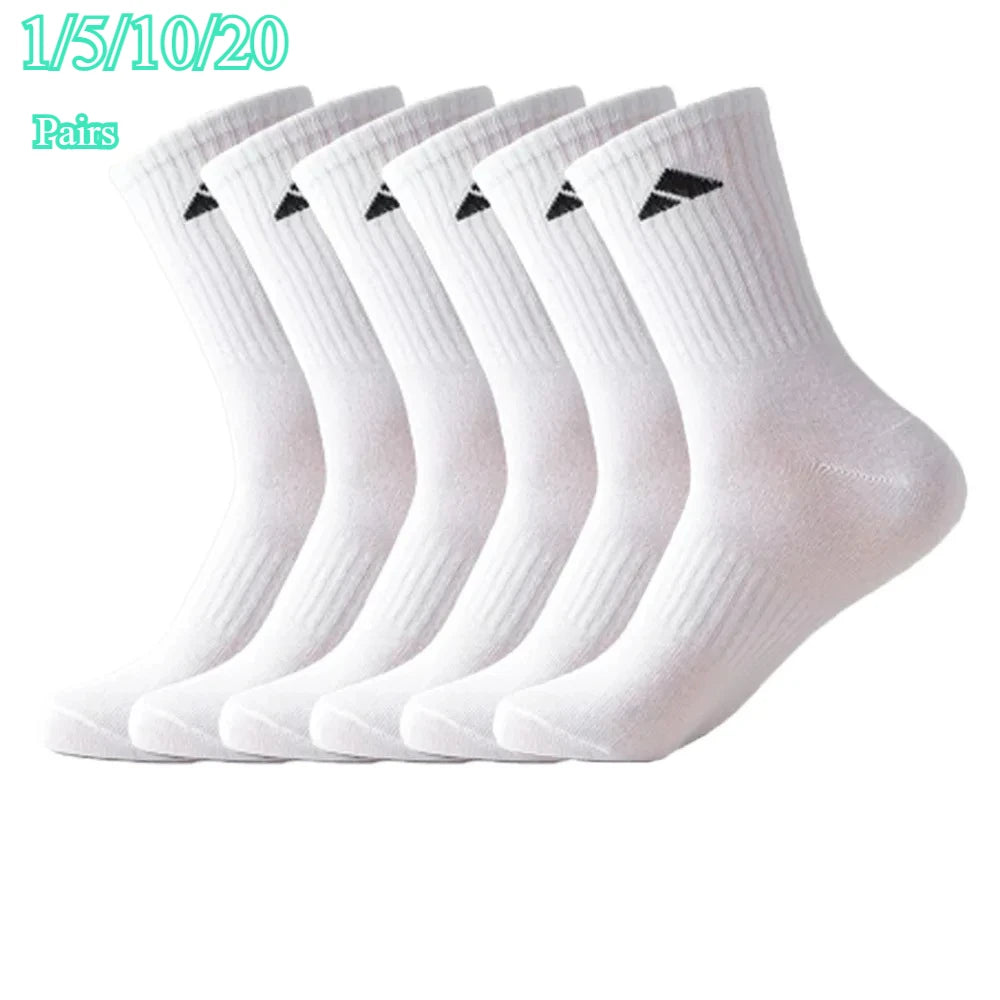 5/10/20 Paar Herren High Waist Einfarbig Unisex Sportsocken Schwarz Weiß Atmungsaktiv Wadenlang Casual Ganzjährig Herren Basketballsocken