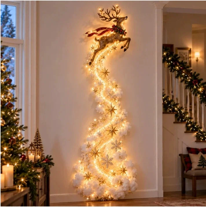 Christmas Magic Wall Trail DIY Light-emitting Birth Scene Wall Decor Christmas Spiral Trail LED Glowing Xmas Door Ornament