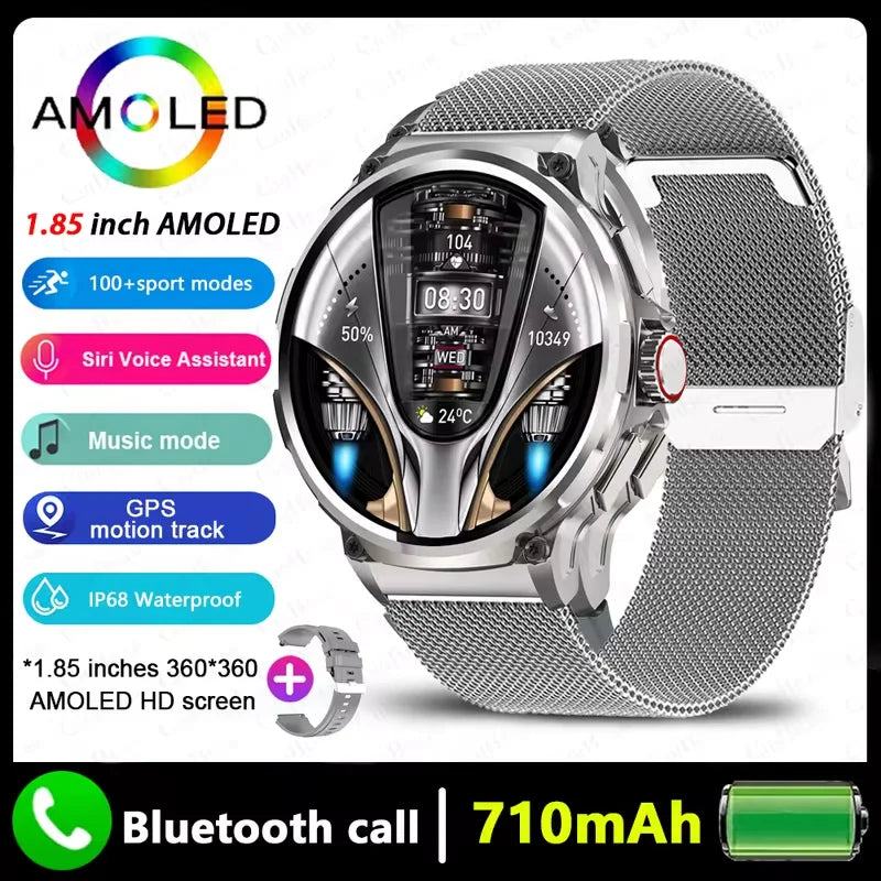 2026 New GPS Trajectory Smart Watch Men 1.85inch HD AMOLED Screen 710mAh Battery Sport Bluetooth Call Smartwatch For Android IOS