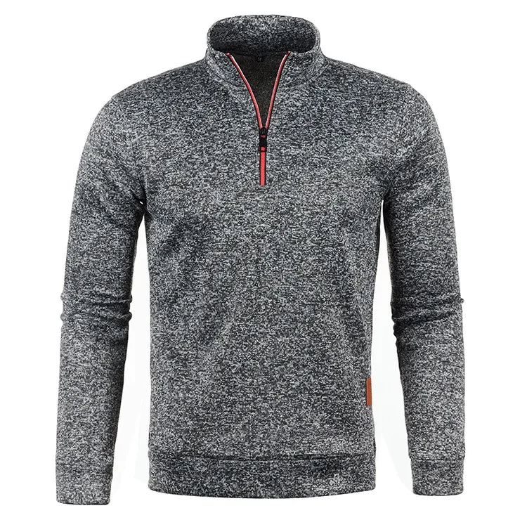 Men Autumn Winter Solid Color Sweatshirts Long Sleeve Half Zipper Stand Collar Pullover for Men Casual Classic Male Clothing