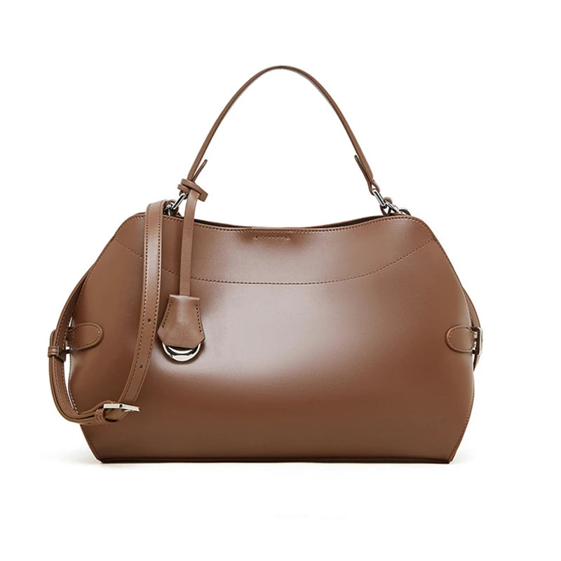 HIFASHION Medium Genuine Leather Shoulder Bag Women Elegant Top Handle Purses Daily Commuter Crossbody Luxury Ladies Handbags