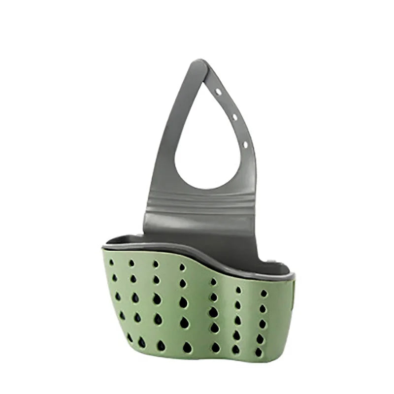 Soporte para fregadero con cesta colgante escurridora, organizador ajustable para jabón y esponjas, estante para grifo de baño, accesorios de cocina