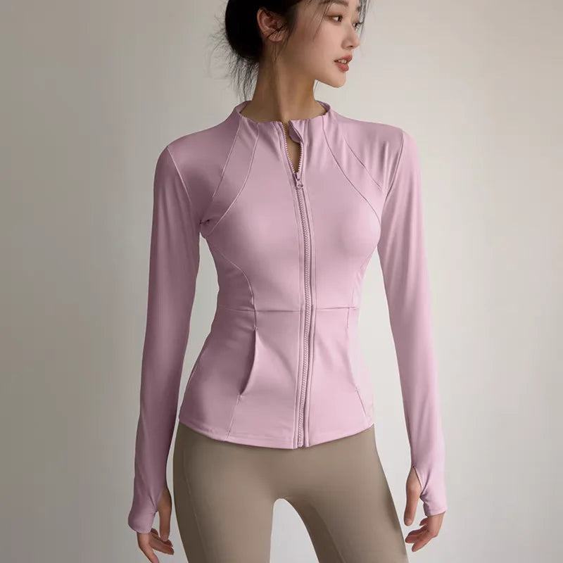 Giacca sportiva donna aderente con zip