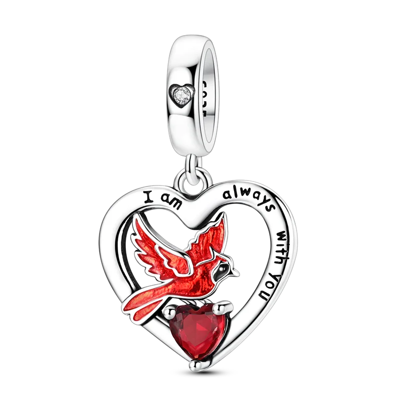 925 Sterling Silver Bright Red Charms Bead CZ Zircon Cute Doll Pendants Fit Original Bracelet DIY Jewelry Women Gift